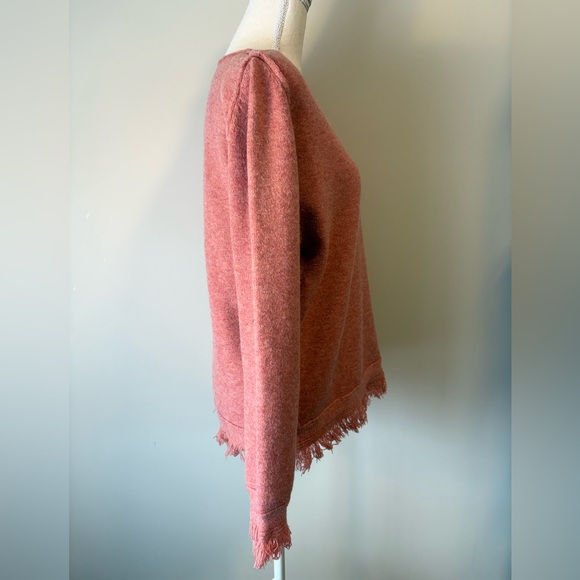 Promesa Pink Rose Relaxed V-Neck Frayed Hem Knit Top M - Picture 3 of 12